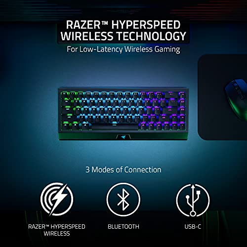 Razer BlackWidow V3 Mini Wireless Mechanical Gaming Keyboard, Green Switch | Tactile & Clicky, Phantom Pudding Keycaps, Snap Tap, 200 Hr Battery - color: Green Switches - Tactile & Clicky, size: BlackWidow V3 Mini - Phantom Edition, style: Keyboard