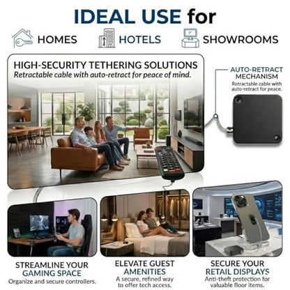 4 Pack 6.5ft Retractable Remote Control Safety Lock Tether, Remote Finder Lanyard with Adjustable Locking Leash for TV Remote, Gaming Controller, Tablet – Keep Remote Secure Within Reach
