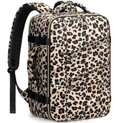 Capolo Travel Laptop Backpack Women Carry On Backpack Weekender Travel Bag | 25L Flight Approved,Waterproof Overnight Bag,College Bookbag,Work,3-4 Day Travel,Fits 17" Laptop (Large,Leopard) - color: Leopard, size: Large