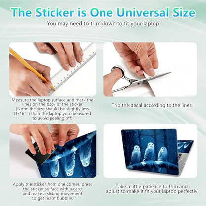 Laptop Skin Sticker Decal 12"-15.6" Universal Laptop/Notebook/Netbook Vinyl - Waterproof Scratch Resistant,Fits HP Dell Lenovo MacBook,2 Free Wrist Pads,Easy Apply & Remove,Cute Cartoon Owl - color: Cute Cartoon Owl