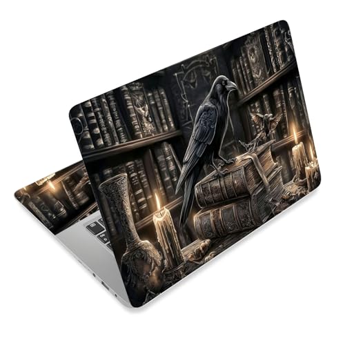 Laptop Skin Sticker Decal for 12 13 13.3 14 15 15.6 in, Universal Vinyl Waterresistant Protector Cover for Notebook PC Netbook, Computer Decor for Women Girls Library Raven - color: Library Raven