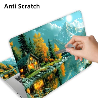 Aesthetic Laptop Skin Cover,12-15.6 Inch Universal Vinyl Sticker Decal,Mountain Lake Cabin Waterproof Scratch-Resistant Notebook Wrap,Removable Residue-Free Protector - color: Mountain Lake Cabin