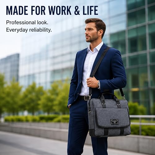 13" Daily Messenger Bag Compatible with MacBook Pro 13, Micro Brushed Twill Organizer with Tech Pockets Grey - size: 12.75 inches by 10.25 inches by 2 inches