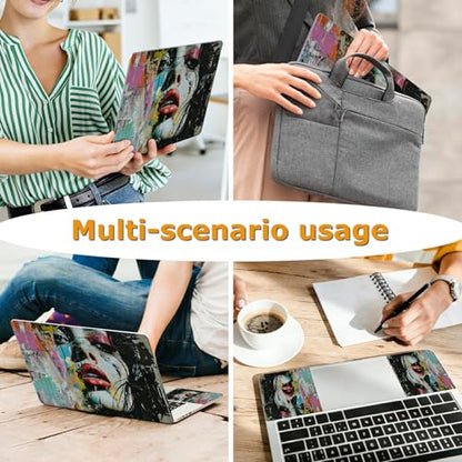 Universal Laptop Skin Sticker with 2 Wrist Pad Decals, 3-Piece Removable Vinyl Laptop Cover, Graffiti Woman Waterproof Anti-Scratch, Easy-Trim Fit for 13.3" 14" 15.6" Laptops - color: Graffiti Woman