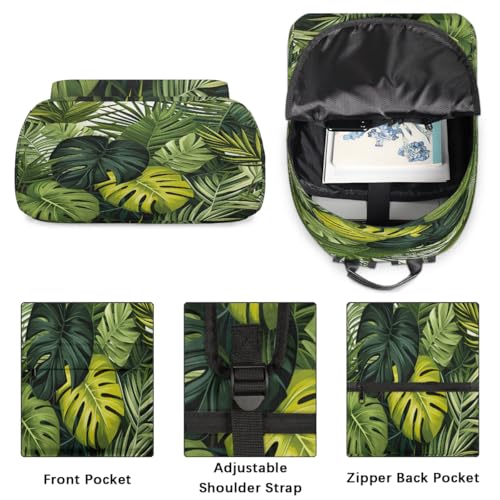 17.5 inch Laptop Backpack Tropical Palm Trees College Waterproof Travel Bag Jungle Plants Casual Book Bag with Multiple Pockets Laptop Backpacks for Travel Hiking