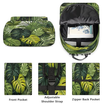 17.5 inch Laptop Backpack Tropical Palm Trees College Waterproof Travel Bag Jungle Plants Casual Book Bag with Multiple Pockets Laptop Backpacks for Travel Hiking