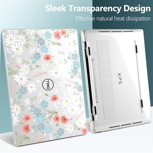 Batianda Daisy Meadow Case for Dell XPS 13 Laptop 2024 2025 | Fits Model 9340/9345/9350 13.4" Display, Lightweight Slim Hard Shell Protection for Girls, Students and Soft Style Users - color: Cute Daisy