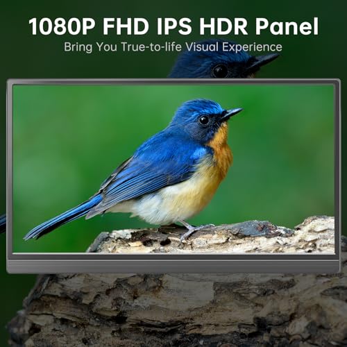 Portable Monitor 15.6 inch 1080P USB-C HDMl Ultra-Slim Travel Monitor with Kickstand, for Laptop, Pc, Gaming