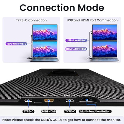 Laptop Screen Extender Portable Monitor - Dual 16" 1200P FHD Travel Monitor Fit for 13-17" Laptops Plug & Play 360° Rotating Detachable Stand Height Adjustable for Travel/Work/Study - size: 16.2"