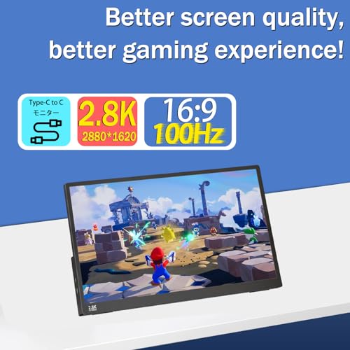 Portable Monitor Touchscreen 15.6" 2.8K Laptop Screen Extender 2880x1620,100Hz,100％sRGB,w/45° Adjustable Stand,mini HDMI USB-C Computer Display for Laptop PC Phone Mac - size: 15.6"