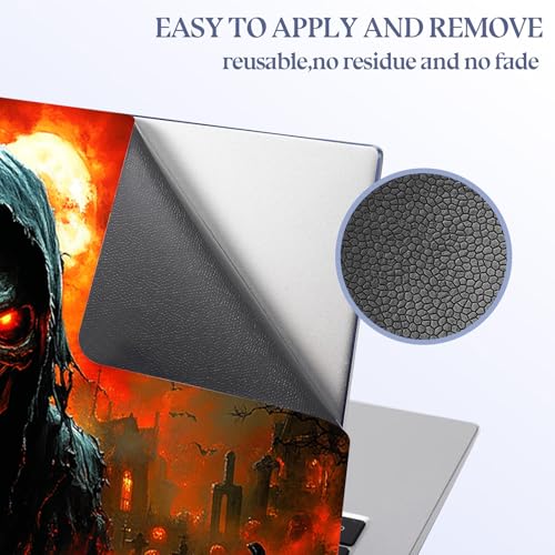 Universal Laptop Skin Sticker Decal,15.6 Inch Laptop Vinyl Cover for 13" 14" 15.6" Laptop,Scratch-Resistant Waterproof Protector Wrap,Reusable with Wrist Pads,Skeleton Pumpkin Hell - color: Skeleton Pumpkin Hell