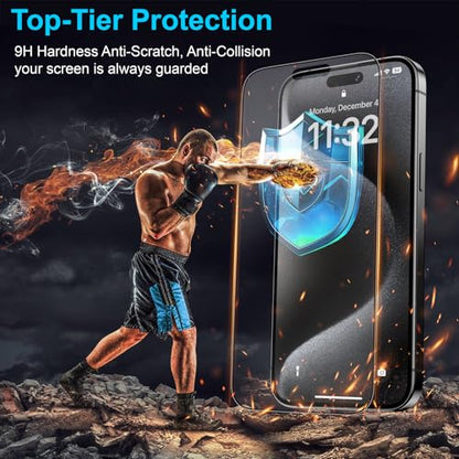 Mothca 2 Pack Matte Glass Screen Protector for iPhone 15 Pro Max 6.7-inch [Auto Fit Box Dust-Free] Edge to Edge Full Coverage Anti-Glare & Anti-Fingerprint Tempered Glass, Bubble Free, Smooth as Silk - size: iPhone 15 Pro Max-6.7 Inch