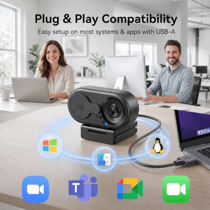 EMEET C100 2K Webcam for PC, Built-in Mic, Rotating Privacy Cover, Portable Metal Clip, Computer Camera for Home Office, Meetings, Learning, Streaming, External Webcam for Desktop, Laptop, PC USB-A - style: Crisp 2K w/ Portable Metal Clip