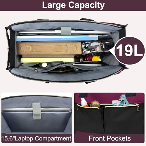 Laptop Bag for Women - 15.6 Inch Tote Work Bag with Compartments Nurse Teacher Bag Large Lightweight Office Handbag - color: Purple