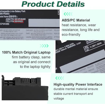 24Wh 00HW022 SB10F46460 Battery for Lenovo ThinkPad T460s T470s Series | 00HW023 SB10F46461 00HW036 SB10F46474 00HW037 SB10F46475 11.25V 2090mAh