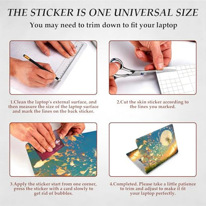 DEGDFSGR 12.1-15.6 Inch Universal Reusable Laptop Skin Sticker Decal, Waterproof Removable Protector for Notebook Cover, Scratch-Resistant Vinyl Cuttable Full Wrap Sticker, Dandelion Sunset - color: Dandelion Sunset