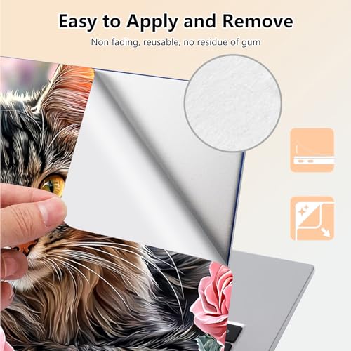Laptop Skin Sticker Decal 15.6 Inch,12 13 13.3 14 15 15.6 in Laptop Netbook Skins for Notebook,Art Decal Removable Waterproof Scratch Resistant,Universal Vinyl Cover,Cute Cat Flower - color: Cute Cat Flower