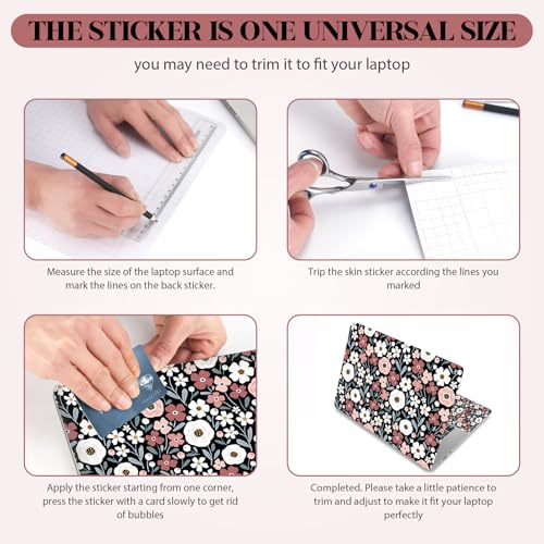 Laptop Notebook Skin Sticker Cover Decal, 13" 13.3" 14" 15" 15.4" 15.6 inch Laptop Vinyl Skin Sticker Cover Art Protector Netbook, Cute Floral - color: Cute Floral