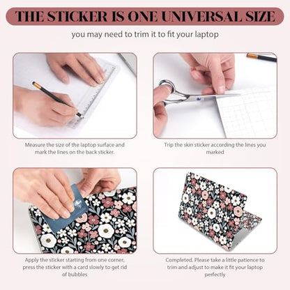 Laptop Notebook Skin Sticker Cover Decal, 13" 13.3" 14" 15" 15.4" 15.6 inch Laptop Vinyl Skin Sticker Cover Art Protector Netbook, Cute Floral - color: Cute Floral