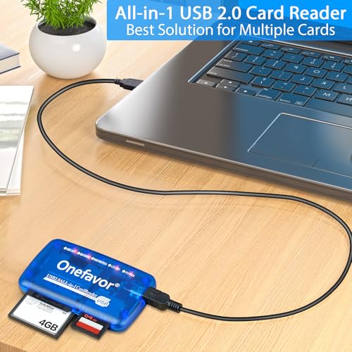 SmartMedia Cards Reader Writer, All-in-1 USB Universal Multi Card Adapter Slim Hub Read Smart Media SD, XD, CF, MMC, MS Pro Duo, Camera Flash Memory Cards Reader for Windows, Mac, Linux - size: Card reader only