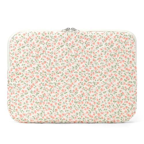 Puffy Laptop Sleeve 13-15.6 Inch Cute Quilted Laptop Protective Case Padded Floral Computer Sleeve for MacBook (B-Pink, 13 Inch) - color: Blush Pink Floral, size: 13 Inch