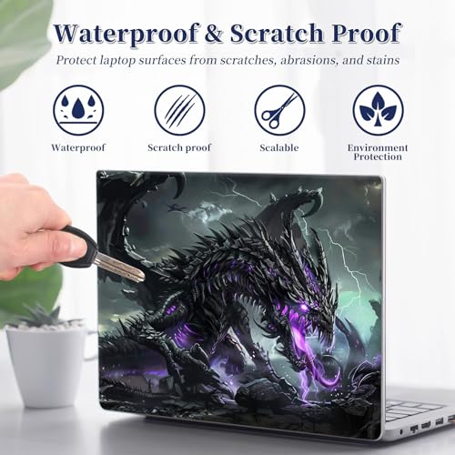 Universal Laptop Protective Skin,Trim-to-Fit Vinyl Sticker for 13–16 Inch Laptop,MacBook,Tablet & Notebook,Scratch-Proof Waterproof Cover,Black Dragon - color: Black Dragon