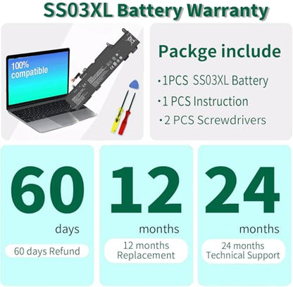 DMKAOLLK SS03XL 933321-855 Battery for HP EliteBook 840 G5,EliteBook 730 735 740 745 830 846 G5, 735 745 830 840 G6 ZBook 14U G6 HSN-I13C-4 HSN-112C HSTNN-LB8G 932823-421 932823-1C1 SS03050XL - size: 10.65*2.4*0.25inch