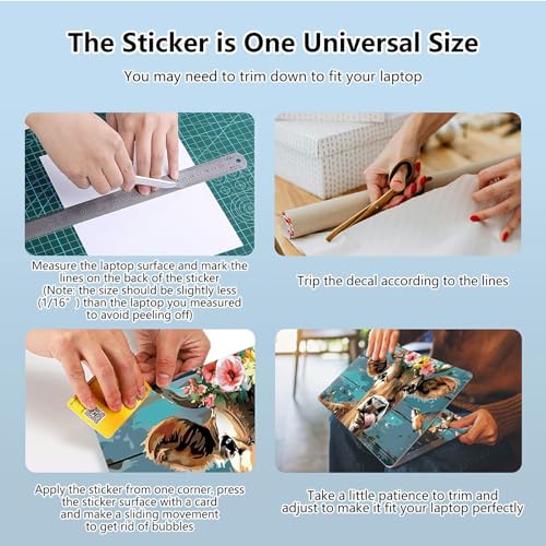 Universal Laptop Skin Sticker with 2 Wrist Pad Skins, Waterproof Scratch Resistant Vinyl Laptop Cover Decal, Cut to Fit for 11–15.6 Inch MacBook HP Dell Lenovo, Dairy Cattle Flower - color: Dairy Cattle Flower