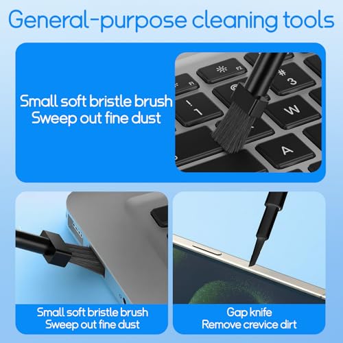 32-in-1 Keyboard Cleaning Kit iPhone Charging Port Speaker Cleaner | Multifunction Clean Tools for Airpods iPad MacBook Keyboard Earbuds Camera Computer Laptop Screen Electronics (Black) - color: Black