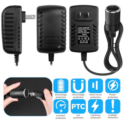Herfair AC to DC Converter 2A 24W Car Cigarette Lighter Socket Adapter Power Cable 110-240V to 12V AC/DC for Automobile Home Use Car to Wall Plug（ Only for Device Under 24W） (Pack of 1) - color: Pack of 1