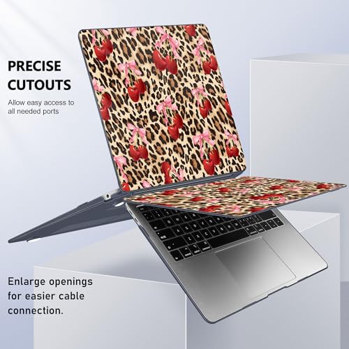 May Chen Compatible with MacBook Air 13 inch Case 2022 2021, 2020-2018 Release Model: M1 A2337 A2179 A1932, Plastic Hard Shell Case Cover for Mabook Air 13 inch with Retina Dispaly, Cherry and cheetah - color: Cherry and cheetah