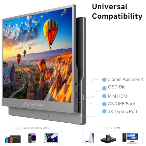 memzuoix 15.6" FHD 1080P Portable Monitor｜Second External｜100% sRGB｜USB-C+HDMI for PS5/Switch｜VESA Mount｜Built-in Speakers | Grey