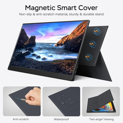 Yxk Portable Monitor 17.3 Inch 1080P 144Hz IPS HDR Ultra-Slim Travel Monitor with Dual Speakers USB-C HDMI Second Screen for Laptop PC Mac Phone Xbox PS4/5 Switch, VESA Kickstand with Cover Stand - size: 17.3