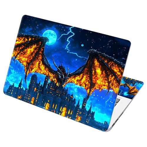 Universal Laptop Skin Sticker with 2 Wrist Pad Decals, 3-Piece Removable Vinyl Laptop Cover, Castle Dragon Waterproof Anti-Scratch, Easy-Trim Fit for 13.3" 14" 15.6" Laptops - color: Castle Dragon
