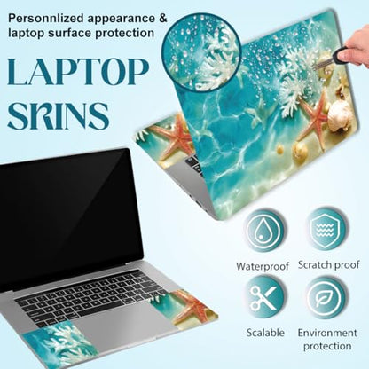 SUPERDANT Laptop Skin Sticker Laptop Decals Sea Shells Personalized Universal Notebook Computer Wrap Vinyl Skin Stickers Cover Art Decal Removable 12-15.6 Inch Waterproof Scratch-Resistant Gifts - style: Seaside