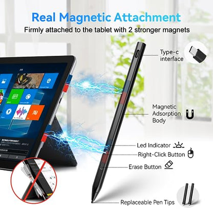 Stylus Pen for Remarkable Paper Pro - Marker Plus Replacement Remarkable Pro Pen with Built-in Eraser, Palm Rejection, 4096 Pressure Sensitive, Tilt Function, Rechargeable, Black | Built-in Eraser, Palm Rejection, 4096 Pressure Sensitive, Tilt Function, R