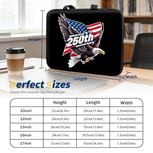 Laptop Bag 10 Inch,Resistant Shockproof Laptop Sleeve Case Protective Cover Carrying Case with Handle Compatible for HP Dell Lenovo Acer Asus Notebook Computer,America 250 Eagle Flag - color: America 250 Eagle Flag, size: 9-10.5 in