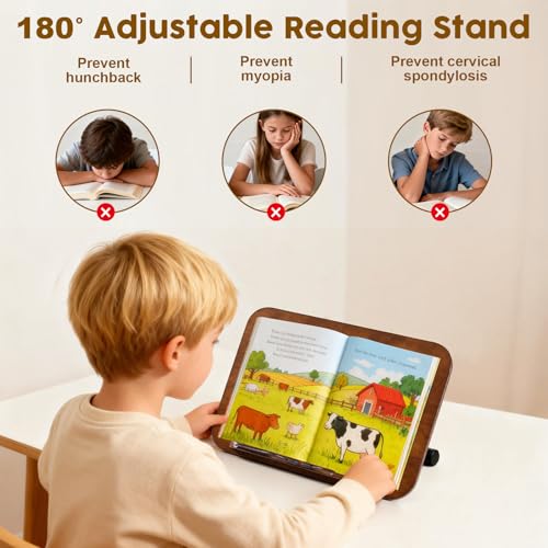 2 in 1 Dual-use Music Stand & Desktop Book Stand, Adjustable Height 16.5"-51", 100% Solid Wood Laptop Floor Stand Book Holder with Elastic Page Clips for Cookbooks (Black Walnut with Tray and Wheels) - color: Black Walnut With Tray and Wheels
