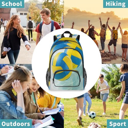 Ocean Beach Volleyball Large Backpack for Women and Men Waterproof Travel Laptop Backpack Lightweight Business Work Daypack Fits 17 Inch Computer - color: Multicolor 8