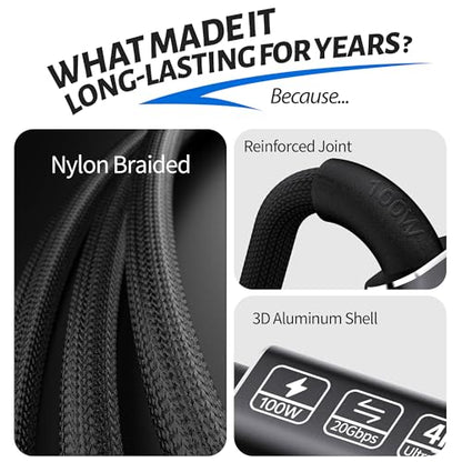 Extra Long USB c Cable 16.4FT, 20Gbps Data Transfer,100W USB C 3.2 Gen 2 Cable, 4K@60Hz Video and Audio Output Cord, 20V/5A USB C to C Male Cable, USB c to USB c Long Video - size: 16.4 ft
