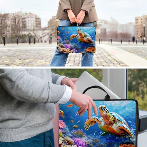 Laptop Bag,14 15 15.6 inch Laptop Case Sleeve,Computer Sleeve with Handle for Women Men,Carrying Case for MacBook,Dell,Lenovo,Notebook Computer,Sea Turtle Fish - color: Sea Turtle Fish