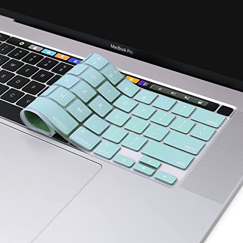 MOSISO Keyboard Cover Compatible with MacBook Pro 13 inch M2 M1 | 2023-2020 A2338 A2289 A2251&Compatible with MacBook Pro 16 2020 2019 A2141 Touch ID, Protective Silicone Skin, Water Cyan - color: Water Cyan