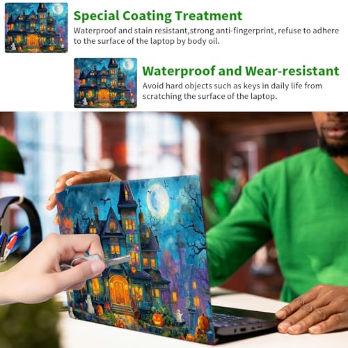 Laptop Skin Sticker Decal, Universal Protective Cover Fit 12 13 14 15.6 Inch Notebook, Reusable Water-Resistant Vinyl Decal w/ 2 Wrist Pads for Business Travel Office, Castle Tree Withered - color: Castle Tree Withered