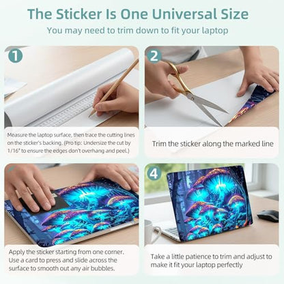 Universal Laptop Skin Decal, 3-Piece Vinyl Protector for 12 13 14 15.6" Notebook, Waterproof Anti-Scratch, Easy Trim & Bubble-Free Finish, Mushrooms are Glowing - color: Mushrooms are Glowing