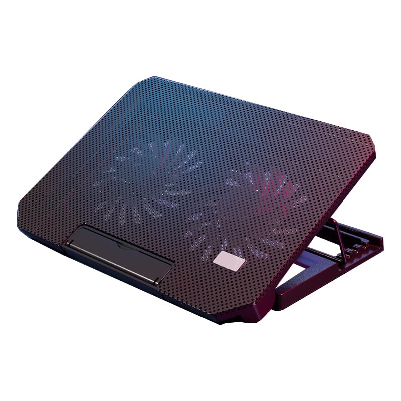 Laptop Cooling Pad for 14-15.6 Inch Notebooks - Quiet USB-Powered Cooling Stand with Ergonomic Design, Adjustable Height, and Enhanced Airflow - Sleek Black Base for Optimal Heat Dissipation
