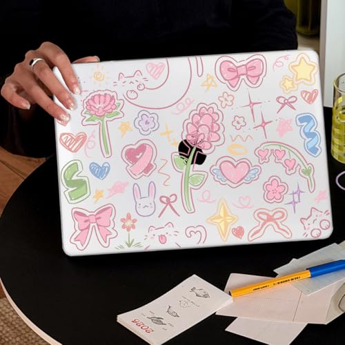 for MacBook Neo Case 13 inch 2026 A18 Pro (A3404), Anti-Scratch Protective Pattern Hard Shell Case, Trendy Laptop Cover with Keyboard Cover+Screen Film+Trackpad Film,Pastel Doodles ﻿ - color: Pastel Doodles