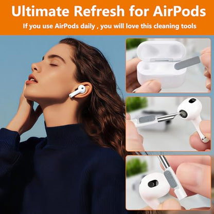 Cell Phone Cleaning Kit, iPhone Cleaning Kit for Charging Port Cleaner Keyboard Cleaning Kit for Airpods/Android/USB C/Earbuds/Laptop/iPad/Camera Lens with Stylus Pen (Black Brush Refill) - color: Black (with 10 Mini Brush)