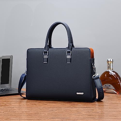 FSD.WG]Business Bag Leather Briefcase Shoulder Laptop Business Bag for Men - color: Blue(xl)