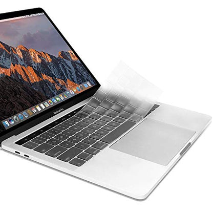 ProElife Keyboard Cover for MacBook Pro with Touch Bar 13/15 Inch A2159 | Clear, Ultra-Thin (0.13 mm), TPU Protective Skin, Dust-proof, Precision Molded, Quiet Typing, Washable & Reusable - color: Clear