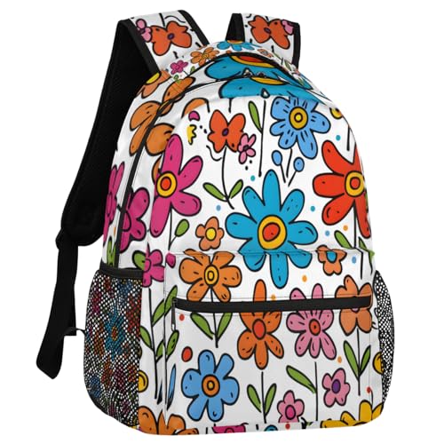 Cute Floral Colorful Backpack for Women Men Shoulder Computer Laptop Adults Backpack Boho Sports Hiking Gym Workout Travel Casual Daypack - color: Multicolor 15